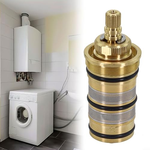 Shophubio Cartuccia termostatica per valvole miscelatore doccia, in ottone, nucleo valvola termostato, cartuccia doccia, intervallo di temperatura preciso 20-48 °C