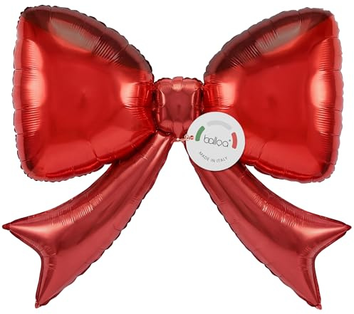 balloa Folienballon XXL Schleife Rot Geschenk, Helium Ballon Partydeko, Luftballon Schleifen Motiv für Hochzeit, Geburtstag, Valentinstag, Geschenk Deko Event Dekoration, 90cm