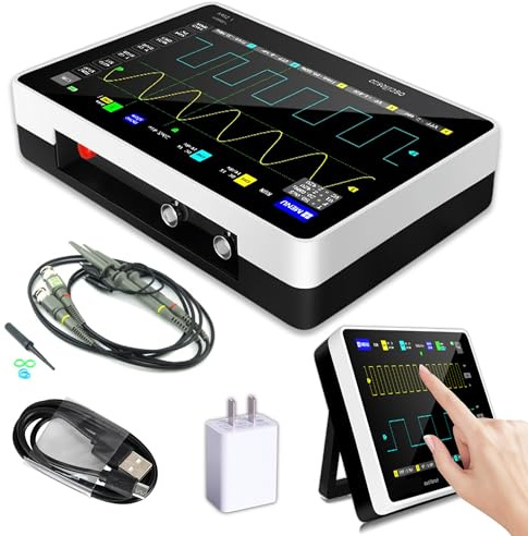 1013D Oscilloscope portable 2 Canaux,100 MHz,1GSa/s Oscilloscope Numerique,6000mAh,Écran tactile capacitif de 7 pouces,Mémoire de 1Go,Connectivité PC,Réglage AUTO/Normal/Single (Sonde 100x)
