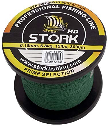 Stork HD, 4-Fach geflochtene Angelschnur 3000m (Moosgrün, 40 lbs / 18,1 kg / 0,29 mm)