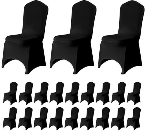 Trimming Shop 40pcs Black Wedding Chair Covers Stretch Slipcovers