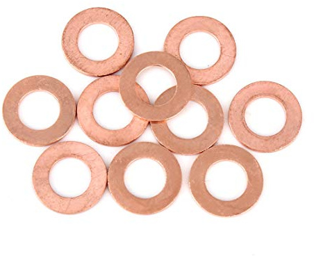 X AUTOHAUX Arandela Plana De Cobre 10Pcs Para Coche 12X22X1.5Mm | Adecuado Para Racores Hidráulicos, Agua, Combustible, Conductividad Eléctrica Y Térmica, Fácil Instalación