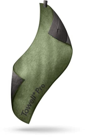 STRYVE Sporthandtuch – Das Original aus DHDL – Towell+ Pro – Deep Green – 105 x 42,5 cm – Magnetclip & Rutschschutz – Hygienisch & Funktional – Ideales Handtuch fürs Gym verfügbar