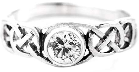 Windalf Celtic Damenring TÂMIA 6 mm Diamant Kristall Bohemia Freundschaftsring 925 Sterlingsilber