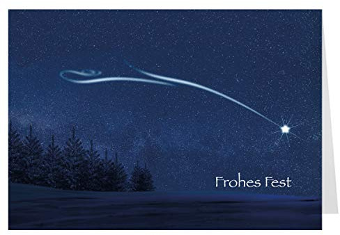 10er Pack Weihnachtskarten DIN A6 im Querformat - 10 Klappkarten & 10 Umschläge - Grußkarten Weihnachten Motiv Komet, 148 x 105 mm, Blanko-Innenseiten für Weihnachtsgrüße