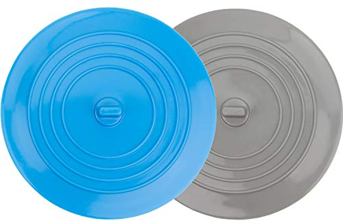 Universal Stöpsel, 2 Stück, in Blau + Grau, Ø 15 cm Stopfen, Silikon Waschbeckenstöpsel mit Griff, Badewannenstöpsel für bis Ø 120 mm Abflüsse, Abflussstopper für Badewanne, Dusche, Waschbecken, Spüle