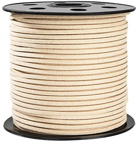 Cuerda de Cuero Gamuza Cordón de Ante para el Collar de la Pulsera Joyas de Abalorios de DIY Hacer Artesanía 3mm*90m (Caqui)
