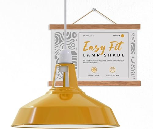 DC VOLTAGE Paralume da Soffitto Moderno in Metallo Gialla 30 cm Facile da Installare Lampada a Sospensione per Camera da Letto Cucina Bagno Stile Antico