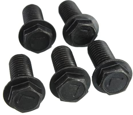 WEKOW 3/5 Pièces Boulon De Lame De Scie M6 X 16mm / M7 X 17mm / M8 X 18mm Filetage à Gauche Bride En Métal Noir (3,M6 x 16mm)
