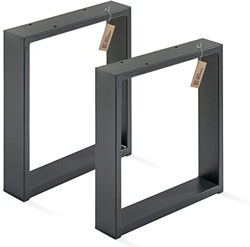 LAMO Manufaktur Tischbeine für Sitzbank, Couchtisch, Beistelltisch, Simple Massive, Vierkantprofil 80x20 mm, Tischgestell 40x43 cm (BxH), Grau, 2 Stück, LTS-01-C-BB-7016