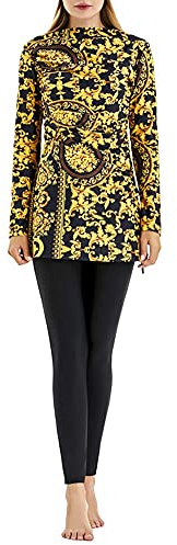 TianMaiGeLun Modest Muslim Swimsuit Hijab Full Coverage Bathing Suit Swimwear Beachwear Burkini Swimming Suit (T3, M)