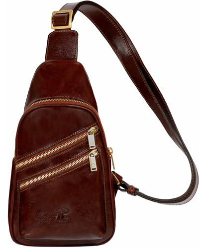 Time Resistance Brusttasche Leder Herren - Stylische Umhängetasche - Sling Bag - Rücken & Brust - 100% Leder - Italienische Handwerkstradition