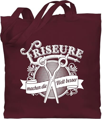 Baumwolltasche - Beruf und Job Geschenke - Friseure machen die Welt besser - weiß - Unisize - Bordeauxrot - geschenk für friseurin kollegen arbeit beutel weihnachten frisör jutebeutel frisöre