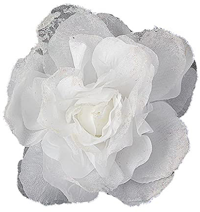 KABELIF 16CM Groß Blume Haarspange Haarblume Rose Brosche Blume Kopfschmuck Haarschmuck Boutonniere Handgelenksblume für Party Strand Hochzeit (Weiß)