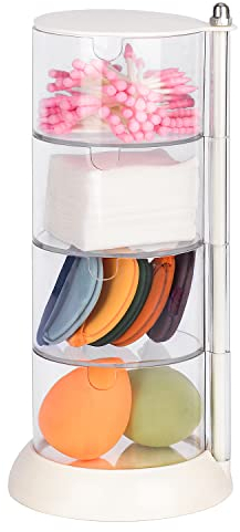 JessLab Stapelbare Lagerung, 4 Schichten Acryl Haar Accessoire Organizer Behälter Schmuck Tabletts Make-up Organizer Lagerung für Badezimmer Waschtisch Arbeitsplatte