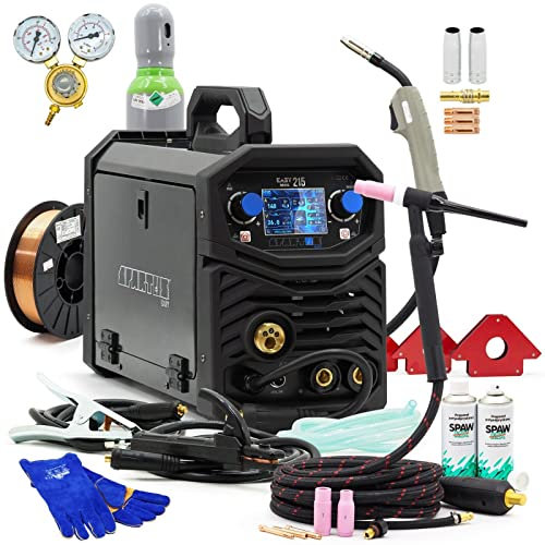 Set #2 Spartus 215 LCD™ MIG/MAG TIG LCD sinergia 3 in 1 saldatrice inverter 200 Amp VRD FCAW