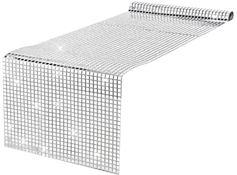 Lusofie 12 x 71 Inches Disco Table Runner Silver Sequin Table Runners Retro 70s 80s Theme Disco Ball Party Tables Runner for Wedding Birthday Halloween Party Home