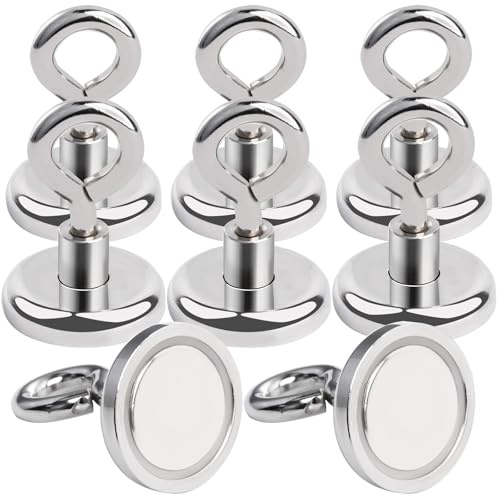 MIN CI 8 starke Magnete, Haken, magnetisch, Durchmesser 32 mm, 36 kg, starke Magnete, für Camping, Garage, Küche, Büro