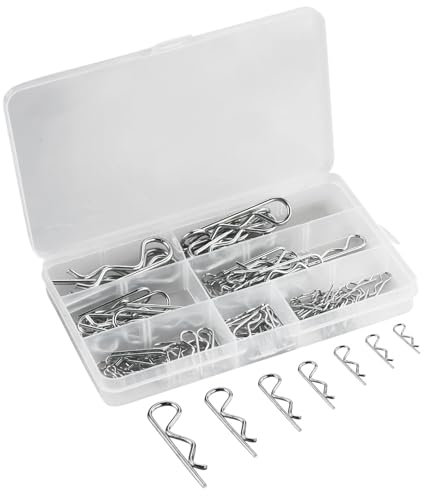 Lot de 100 goupilles de verrouillage en acier inoxydable RC Clips, goupilles de fixation, clips de carrosserie, goupilles de retenue pour remorqueurs, tondeuses à gazon, voitures