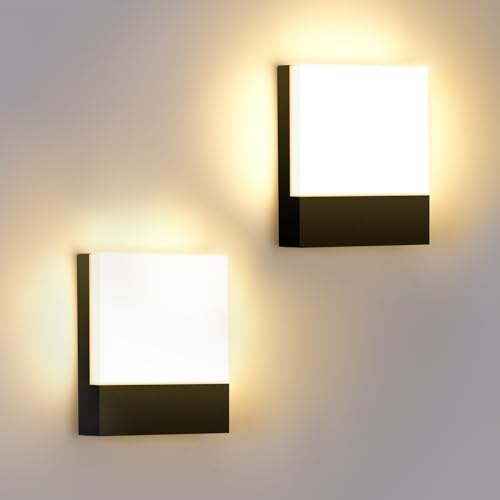 ledmo 2 Pack Applique Murale Interieur Noir 15W Applique Murale Moderne Blanc Chaud 3000K pour Chambre Salon Escalier Couloir