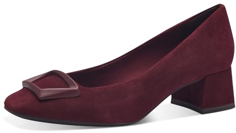 Tamaris Damen Pumps Leder Blockabsatz bequem; Merlot Suede, EU 37