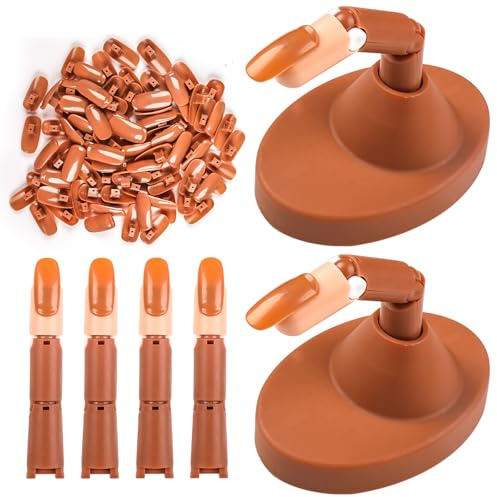 Dedos de Práctica para Uñas de Acrílico, Mano de Práctica para el Entrenamiento de Uñas, 4Pcs Ajustable Dedos de Plástico Falsos para Nail Tech, con 100 PCS Recambio de Uñas y 2 Dedos Base