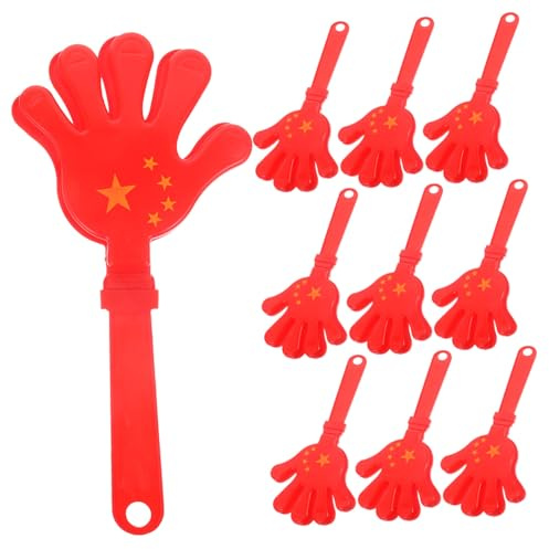 TOPBATHY Handklatscher 10 Stück Nationalflagge 28cm Kunststoff Rote Fünf Sterne Flagge als Party Requisite für Festveranstaltungen