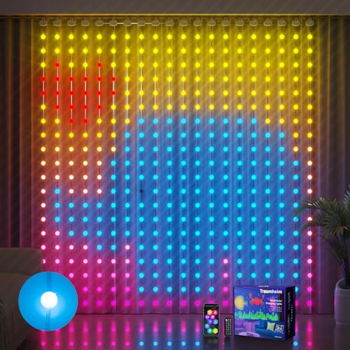 Ciskotu Lichterketten Vorhang, 186+ Modi RGBIC Smart Lichtervorhang Led Vorhang 3 x 3 M, IP65 Wasserdicht DIY Dynamisches Lichtmuster mit 400 LED Lichtvorhang, Lichterkette Wand Weihnachtsdeko