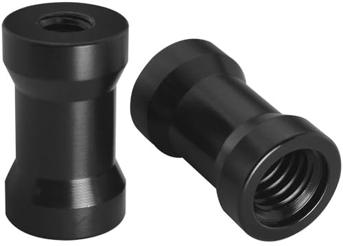 LUORNG 2PCS Tripod Light Stand Adapter 1/4 to 3/8 Female to Female Screw Converter for Tripods Monopods Rail Systems Light Stands Ball Head Flash Trigger Receivers Black Color