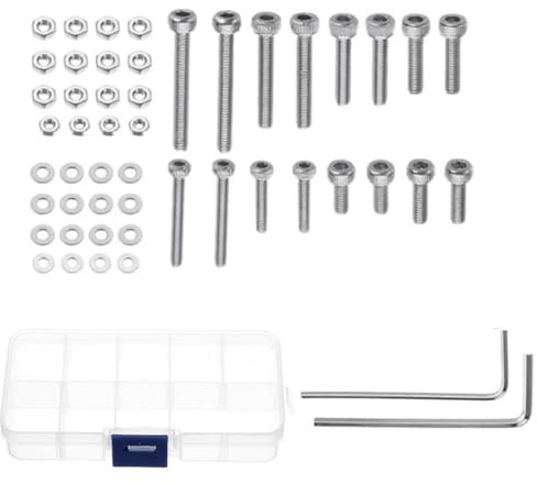 Naisfei Juego de 50 tornillos de fijación para cartuchos, tocadiscos universales, cartuchos, cáscaras hexagonales, juego de tornillos de acero inoxidable