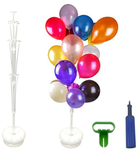 2 Sets Balloon Column Stand Kit, 63in Balloon Stands for Floor, Reusable Balloon Sticks and Holders, Adjustable Tree Stand with Water Filled Base for Christmas, Birthday, Party, Wedding Decoration