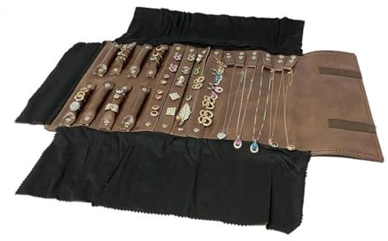 LVUNZJCA Organizador de Joyas en Rollo Organizador de Bolsas enrollables for Joyas, for Collar, Pendientes, Anillo, Pulsera, Plegable