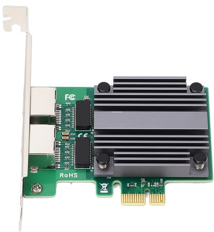 Tarjeta de Red de Doble Puerto de 2,5 GB, Diseño de Disipador Térmico de Aluminio, Chapado en Oro, Chip de Alto Rendimiento, Compatible con 32 64 bits, para Computadora de