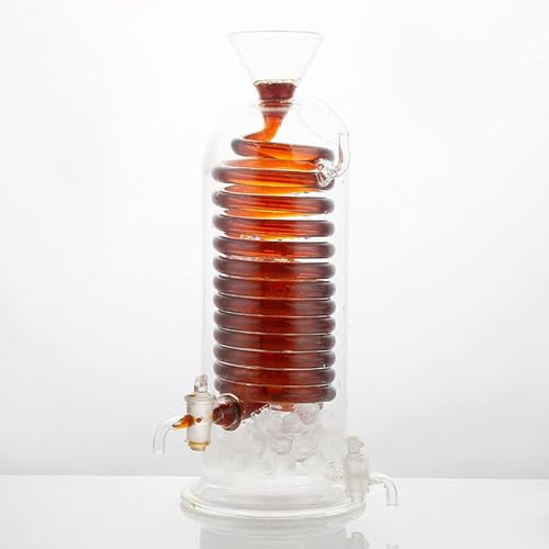 Cafetera con torre de goteo, Cafetera de vidrio for café frío, cafetera for café frío con tubo de enfriamiento en espiral y gotero de velocidad ajustable, for el hogar, la oficina, café y té