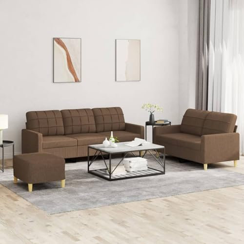 Xichuzi 3-TLG. Sofagarnitur mit Kissen Braun Stoff, Sofa Mit Relaxfunktion, Couchgarnitur, Wohnzimmer Sofa, Couch, Sofa Set 3201317