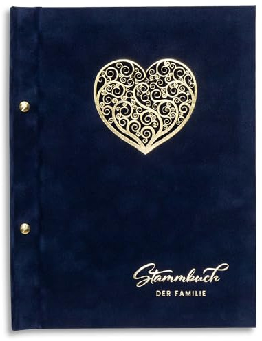 A4 Stammbuch Sena Blau Stammbuch der Familie für Hochzeit Familienstammbuch incl. 11 Prospekthüllen