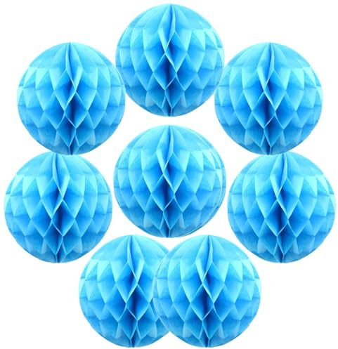 Yosawo 8 Stück Papier Wabenbälle Papier Wabenball Dekoration für Geburtstag Hochzeit Party Deko(ZQ/Sky Blue）