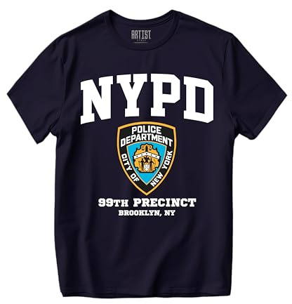 NYPD T-shirt bleu marine unisexe 100 % coton New York Police Department Official Merch, bleu marine, S