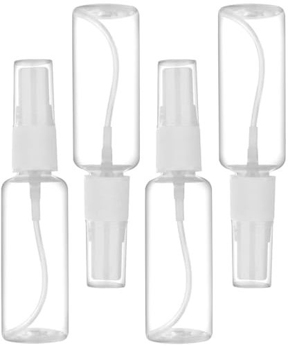 MtnLaur Flaconi Spray 4 Pezzi 20ml, Flacone Spray Vuoto, Mini Ricaricabile Bottiglia Spray, Flacone Spray Vuoto, Plastica Trasparente Flacone Spray, per Viaggi e Uscite (20ml * 4pcs)