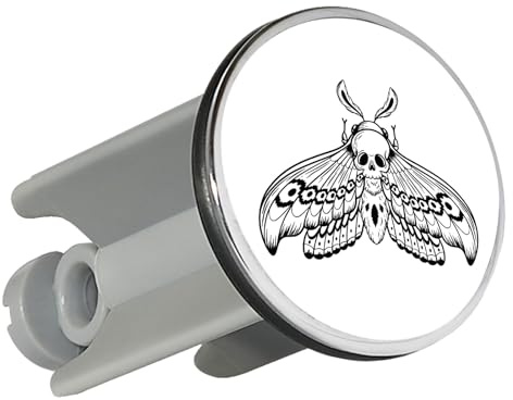 Huuraa Waschbeckenstöpsel Totenkopfschwärmer Motte Geschenk | Universal Stopfen 4cm höhenverstellbar Abflussstopfen Geschenkidee Stöpsel mit Motiv für das Waschbecken