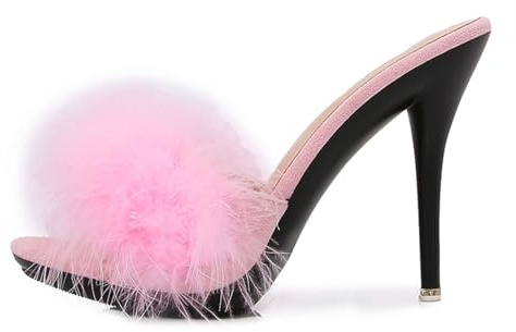 Hanfike Sexiga damsandaler med klack, öppen sommarfest, mules-sandaletter, M079 rosa, 40 EU