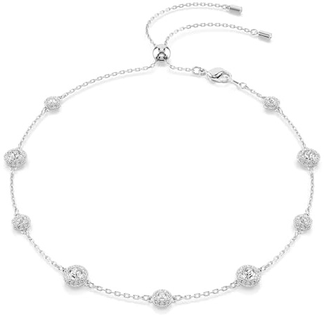 Swarovski Una Angelic Collana, Gioiello con Cristalli, Pietre Preziose a Taglio Round, Motivo Double Face, Chiusura a Scorrimento, Placcatura in Tonalità Rodio, 30-44 cm, 0,6 x 0,8 cm