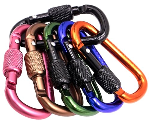 Primasage 10 Pieces 2.24 Inch Carabiner Clip, Aluminium D-Shape Carabiner Clip Heavy Duty, Climbing Clips for Outdoor, Camping, Fishing, Hiking, Backpacking