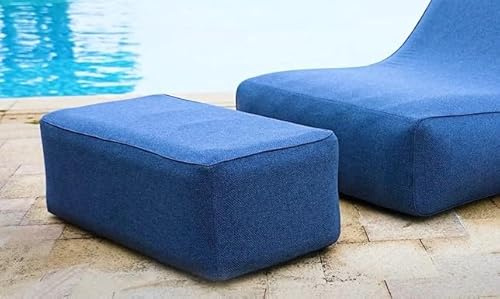 Premium PRO Design Aufblasbarer Camping Sessel mit Textil-Bezug - Ergonomische Outdoor Lounge Hocker - Doppelwandig & Robust - Strand & Festival (Meridian Lounge Sitz, Blau)