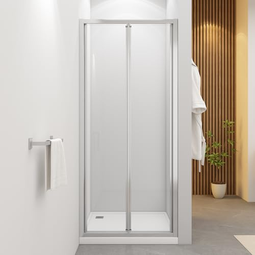 Bathlink 760mm Bi Fold Shower Enclosure, 5mm Easy Clean Toughened Glass, Shower Door