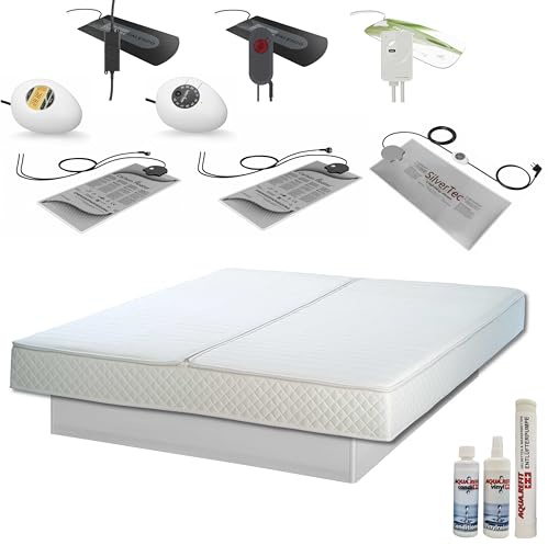 AQUA ROYAL Wasserbett Bett Set Softside Mono Einzelbett ohne Podest/Sockel 140x200 cm F0 – Wasserbetten Heizung von Calesco oder TBD Carbon Heater – Pflegeset und Befüllschlauch