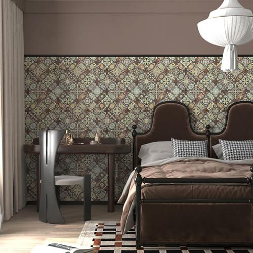 JSEVEM Gothic Peel and Stick Wallpaper Boho Adhesive Contact Paper Vintage Matte Wall Paper Thick Removable Waterproof Wallpaper for Bedroom Kitchen Countertop Cabinets 16×354