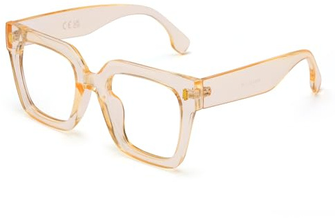 DOOViC Lesebrille Blaulichtfilter Übergröße/Sonnenbrille mit Sehstärke | Modern Große Gläser Lesehilfe mit Stärke für Damen