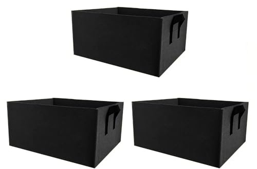 BE-TOOL Paquete de 3 bolsas de cultivo para verduras, de tela no tejida, macetas portátiles de jardín para patatas, tomates, orquídeas, 100 x 60 x 20 cm, color negro
