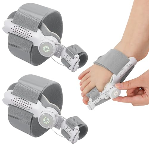 Jostift 2 Stück Verstellbarer Hallux Valgus Korrektur Set für Damen Herren | Kunststoff Großzehenklemmer mit Verstellbarem Drehknopf, leicht und langlebig, zur Schmerzlinderung und Ausrichtung